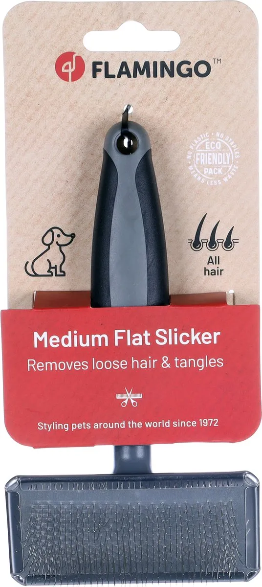 Flamingo Honden Slickerborstel Comfort M - Grijs
