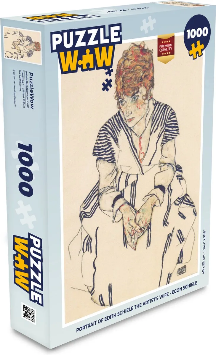 PuzzleWow Portrait of Edith Schiele Legpuzzel 1000 Stuks - Multicolor