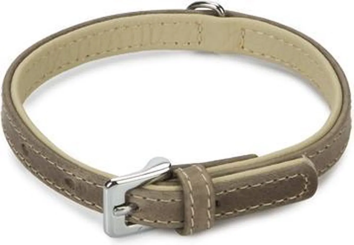 Beeztees Comfort Halsband Hond Leer Grijs 32cm x 12mm