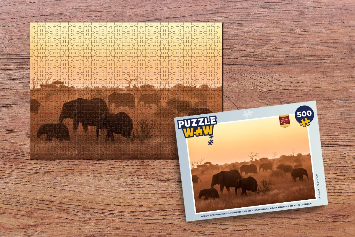 PuzzleWow Wilde Afrikaanse Olifanten Legpuzzel 500 Stuks