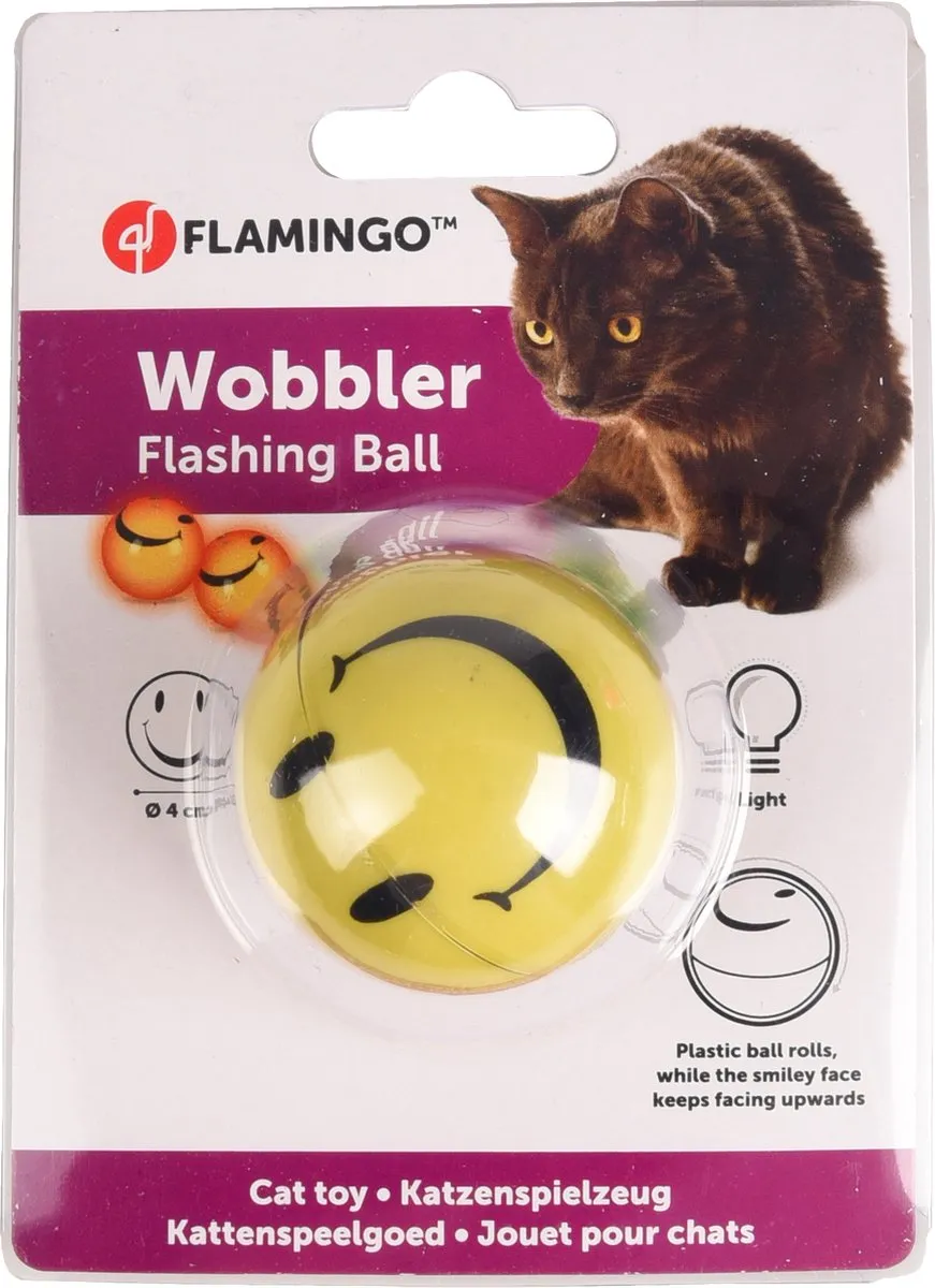 Flamingo Wobbler Flashbal Geel - 4x4x4cm