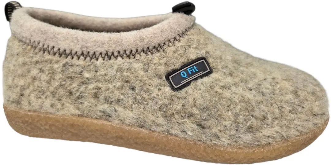 Q Fit Cato Offwhite Wollen Gesloten Dames Pantoffels