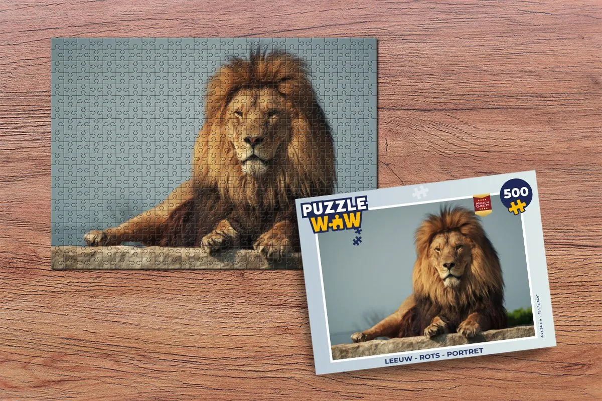 PuzzleWow Leeuw Rots Portret Legpuzzel 500 Stuks - Multicolor