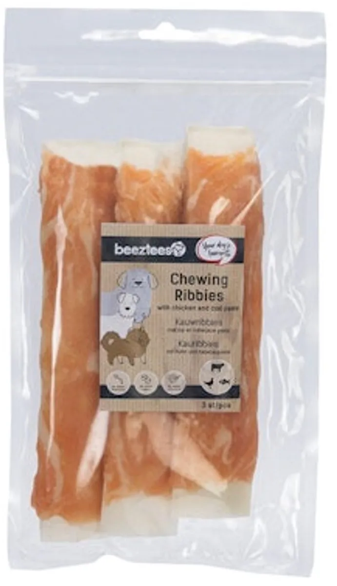 Beeztees Kauwribs Hondensnack Kip & Kabeljauw