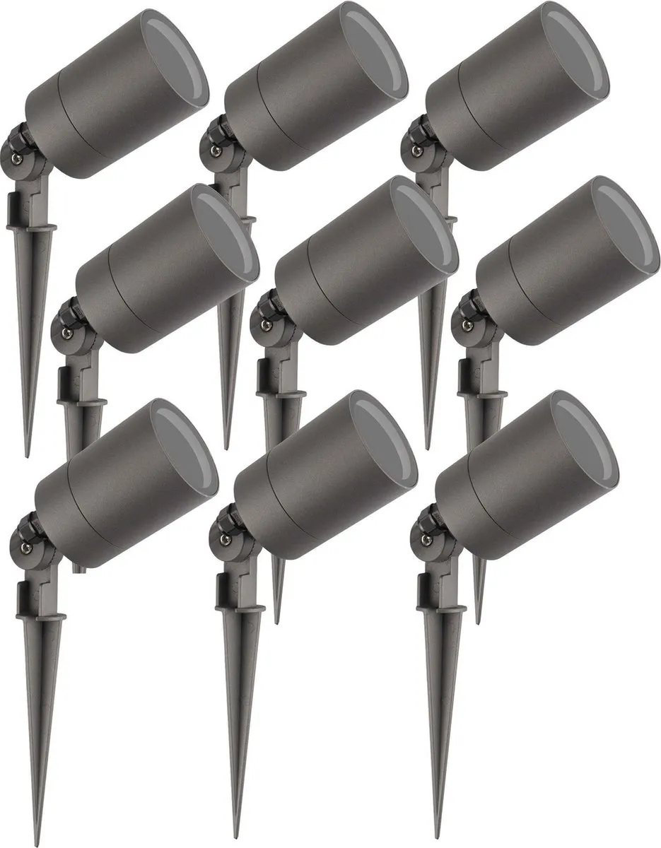 LEDVION 9x LED Prikspots Antraciet IP65 5W GU10