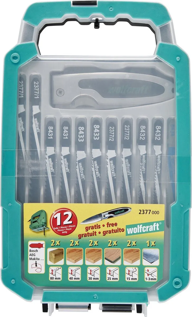 Wolfcraft Decoupeerzaagbladen Set T-schacht 12-delig - 2377000