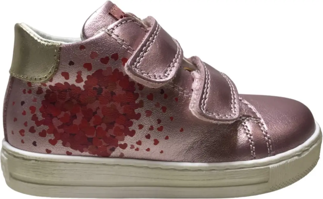 Falcotto - Corrason - Mt 24- Velcro rode hartjes lederen sneakers - roze