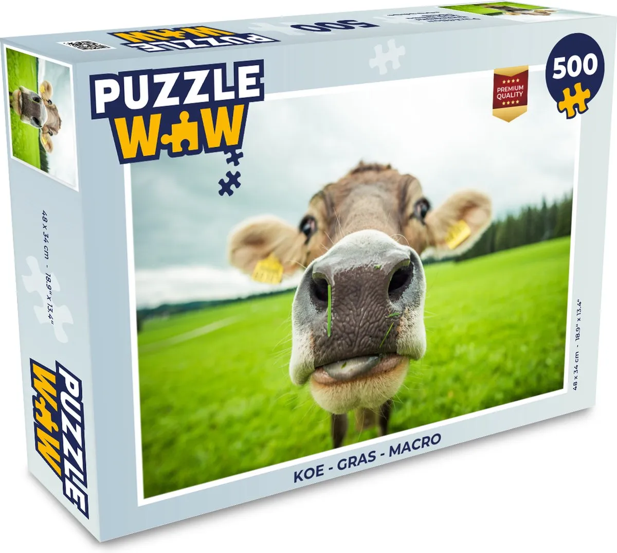 PuzzleWow Koe Dieren Gras Legpuzzel 500 Stuks