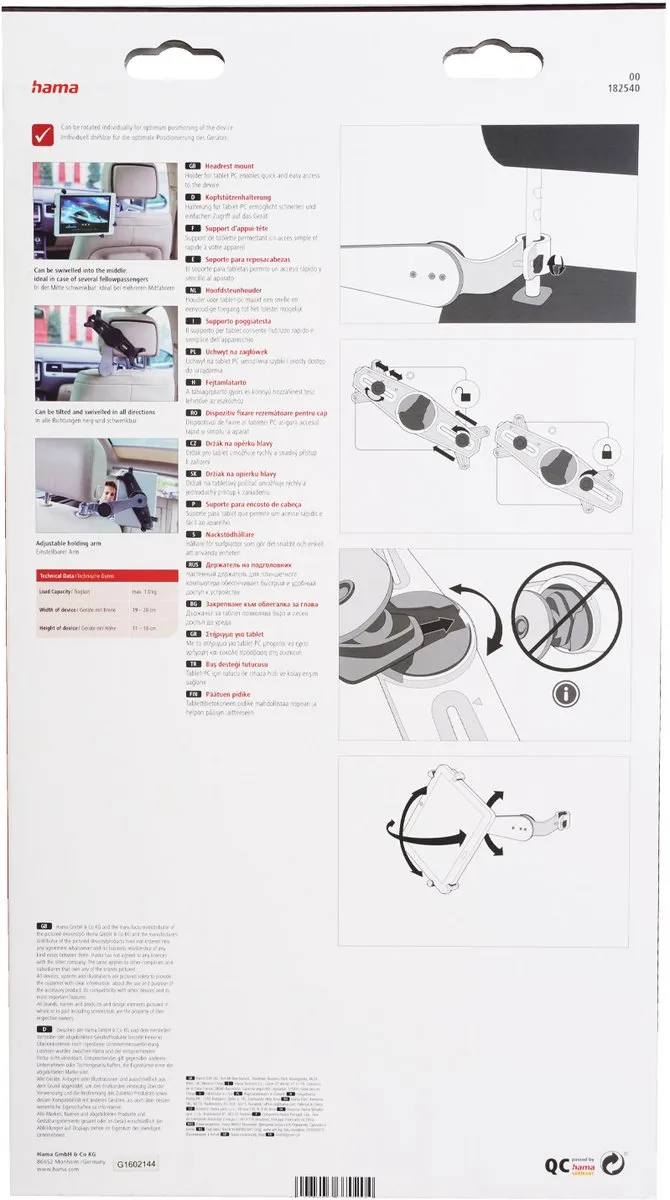 Hama Hoofdsteunhouder Tablet 7-10,5" - Zwart - afbeelding 6 van 6