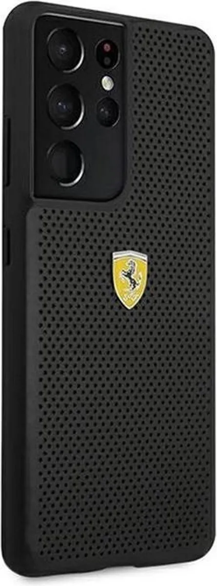 Ferrari Perforated Back Case Samsung Galaxy S21 Ultra - Zwart
