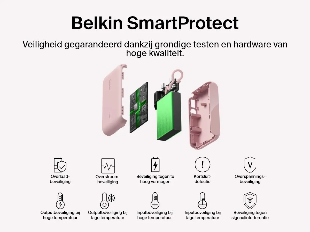Belkin Power Bank BPB027HQPK 10.000mAh - 20W - Roze - afbeelding 6 van 6