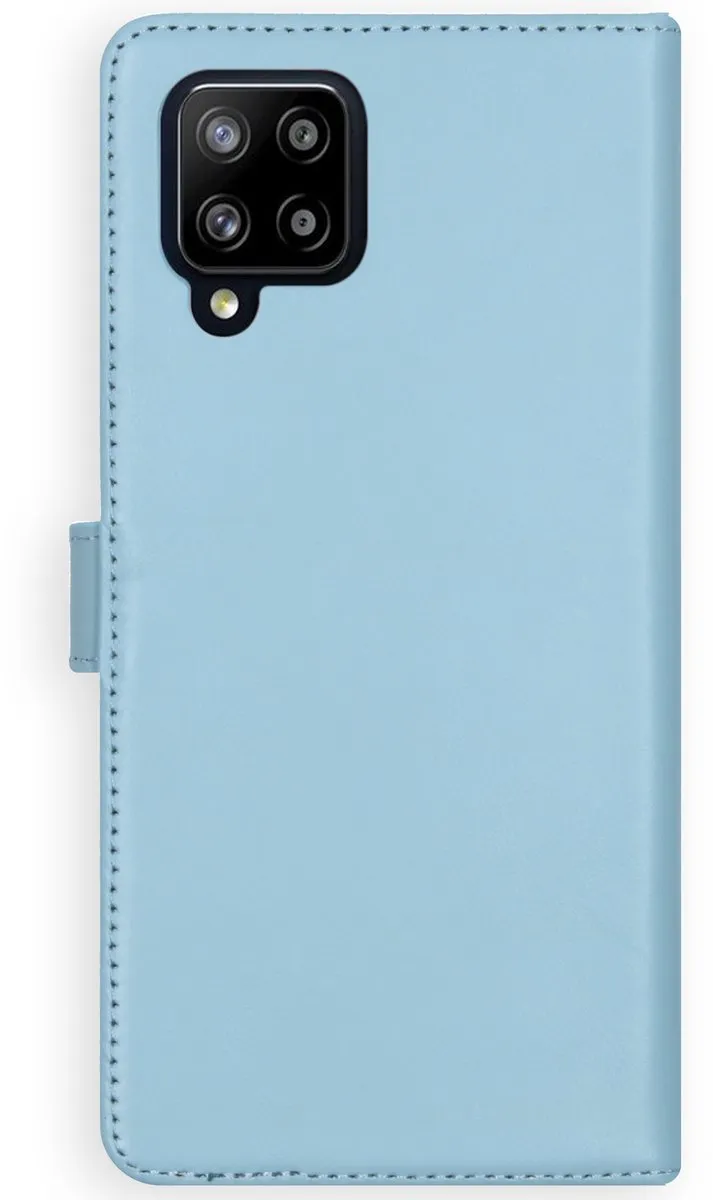 Selencia Hoesje Samsung Galaxy A42 - Echt Lederen Bookcase Lichtblauw
