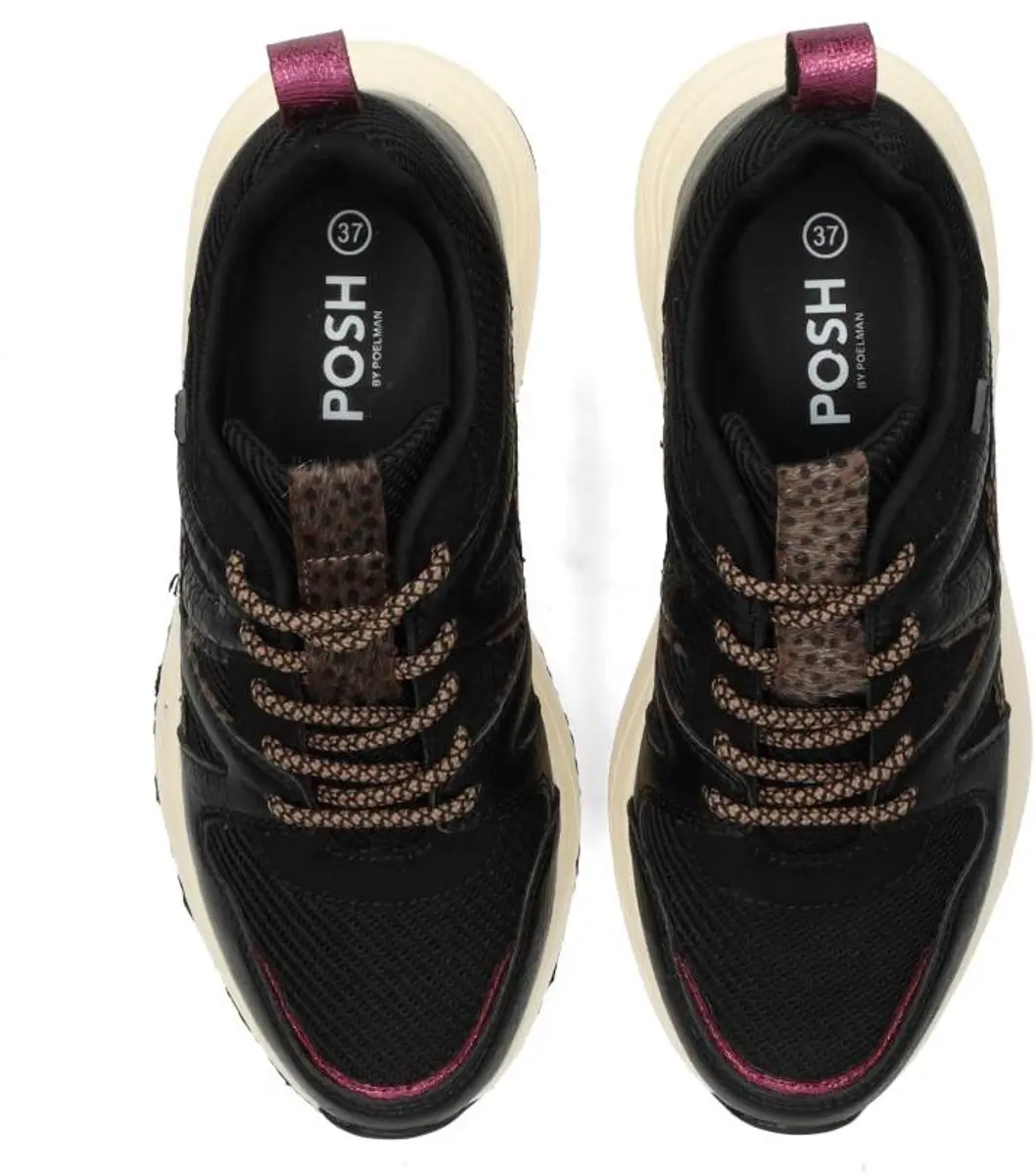 POSH by Poelman CAROCEL Dames sneakers Zwart met dierenprint - afbeelding 6 van 6