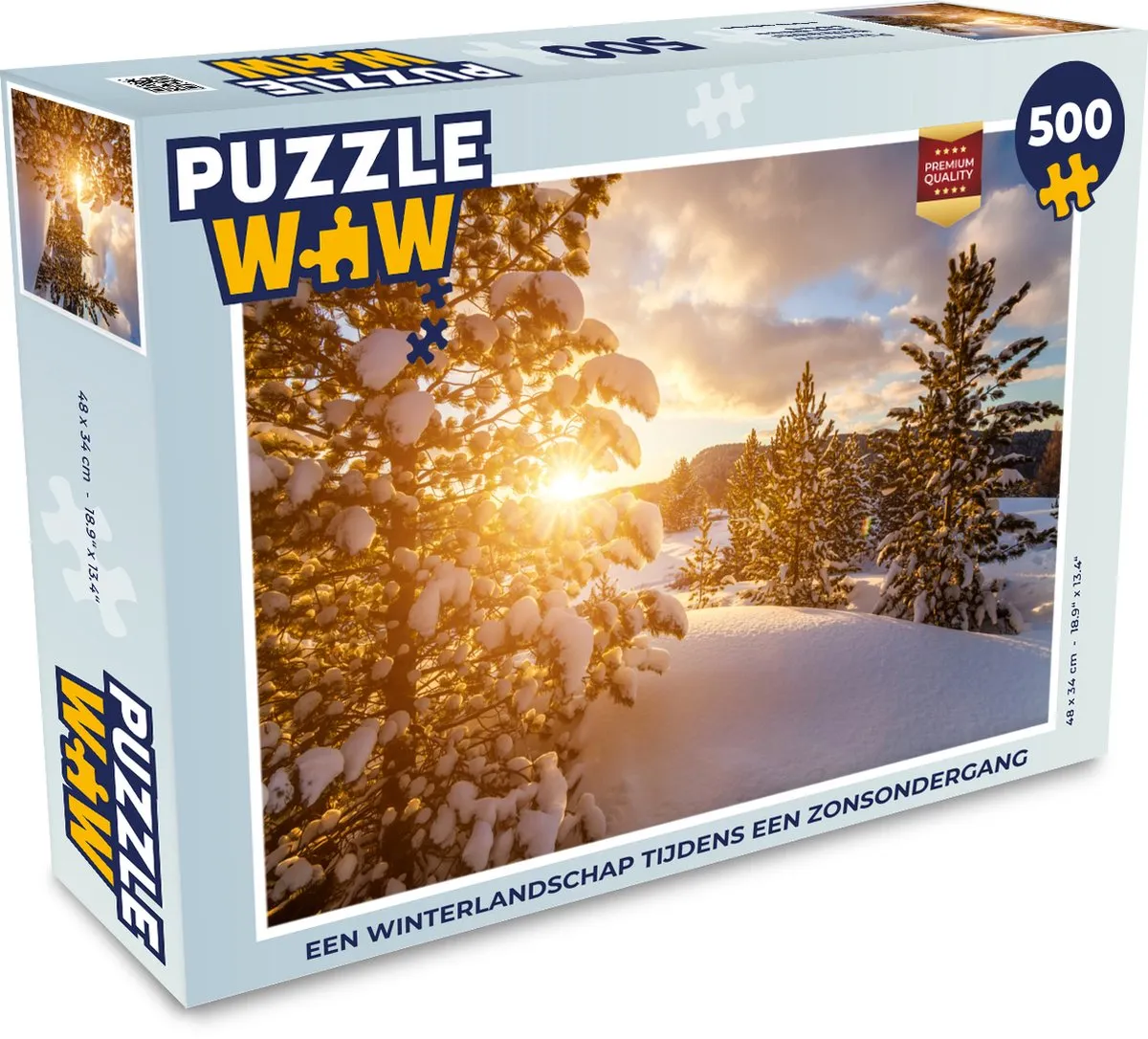 PuzzleWow Winterlandschap Zonsondergang Legpuzzel 500 Stuks - Multicolor
