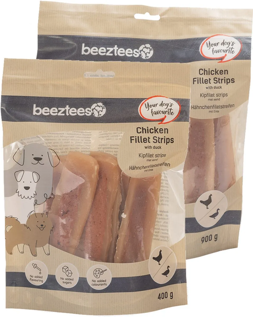 Beeztees Kipfilet Strips met Eend Hondensnack 900g