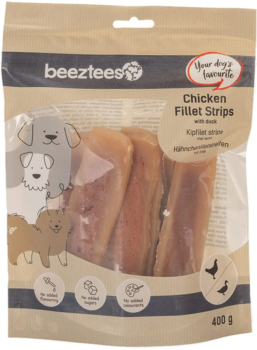 Beeztees Kipfilet Strips met Eend Hondensnack 900g