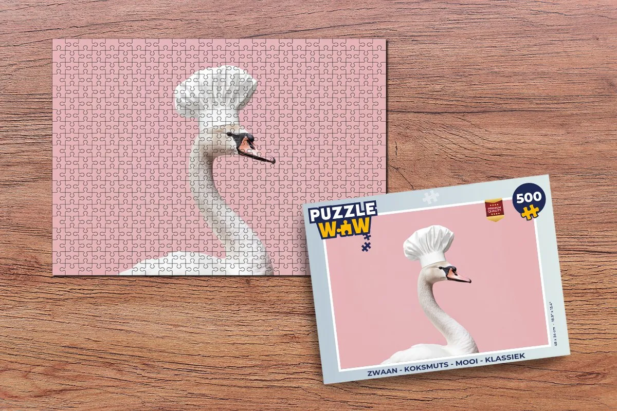 PuzzleWow Zwaan Koksmuts Legpuzzel 500 Stuks - Roze