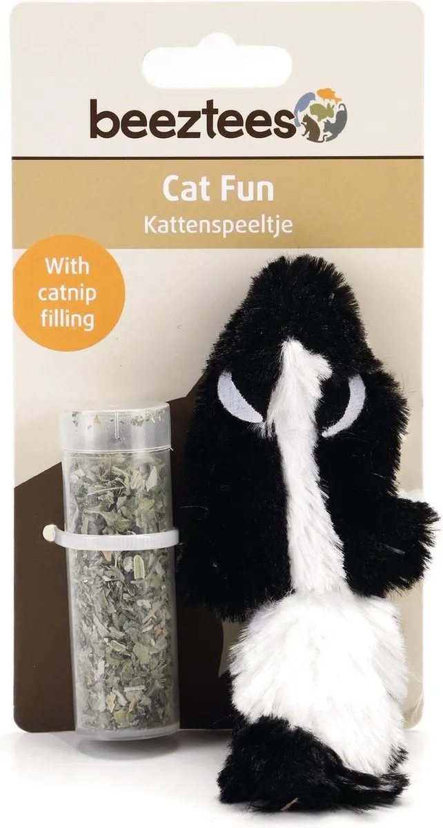 Beeztees Snuffy Kattenspeelgoed 14cm - Zwart/Wit