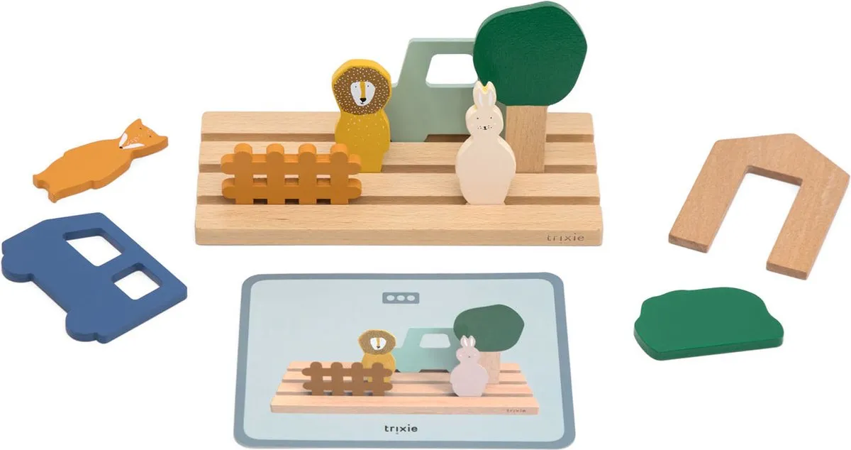 Trixie Houten Dierenpuzzel Ruimtelijk Inzicht 9-delig - Multi