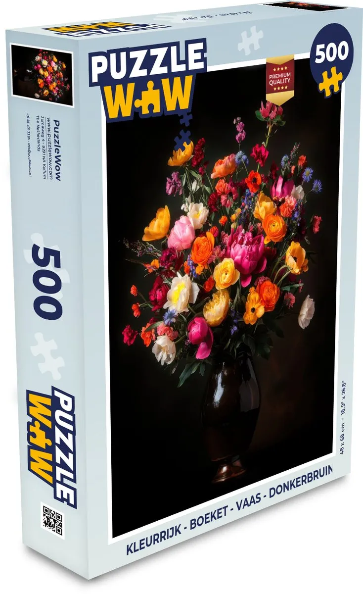 PuzzleWow Kleurrijk Boeket Vaas Legpuzzel 500 Stuks