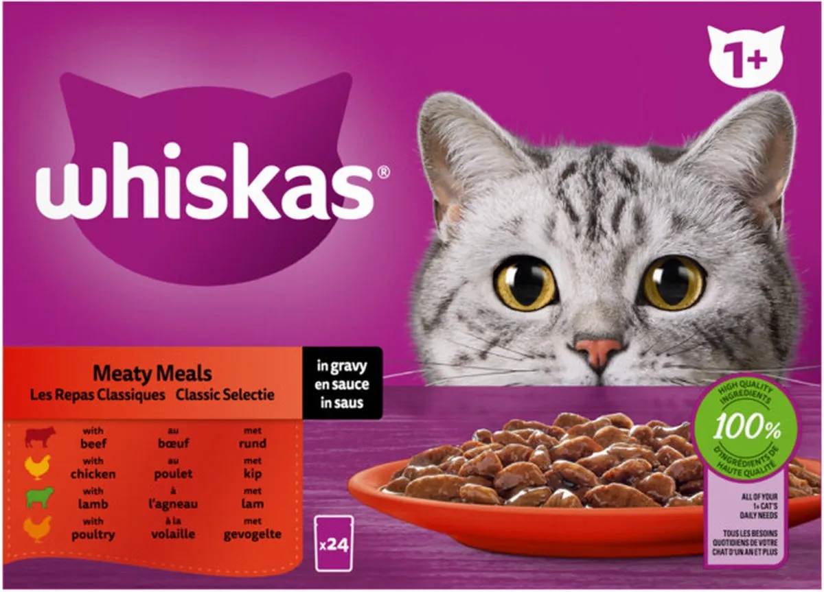 Whiskas 1+ Classic Selectie in Saus Maaltijdzakjes