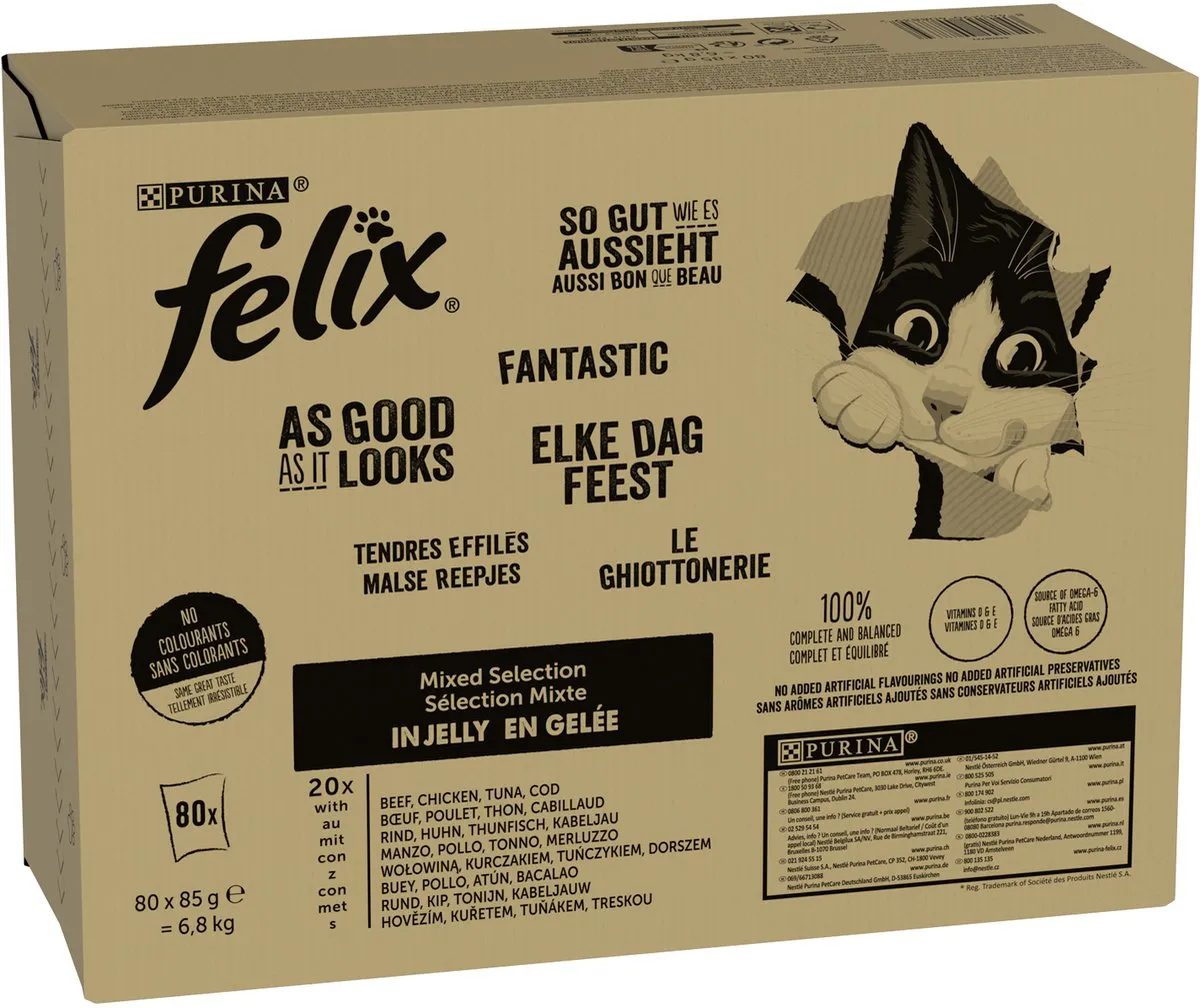 Felix Elke Dag Feest in Gelei Mix Selectie Natvoer - 44x85g