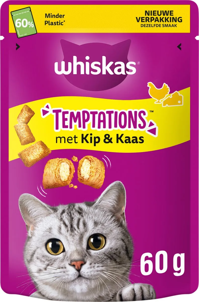 Whiskas Temptations Kip & Kaas Snoepjes - 6x60g