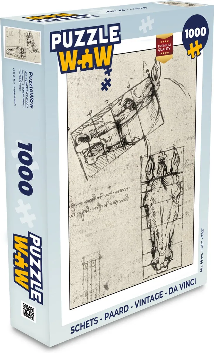 PuzzleWow Schets Paard Vintage Legpuzzel 1000 Stuks