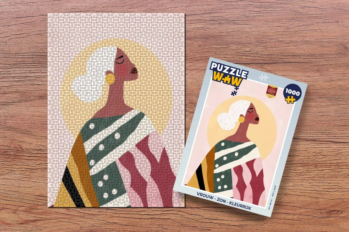 PuzzleWow Legpuzzel 1000 Stuks - Vrouw & Zon Kleurrijk