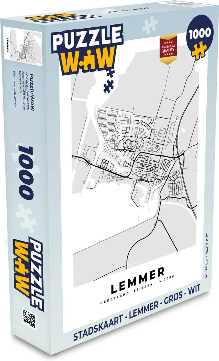 PuzzleWow Stadskaart Lemmer Legpuzzel 1000 Stukken