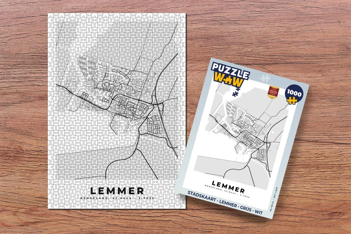 PuzzleWow Stadskaart Lemmer Legpuzzel 1000 Stukken - Multicolor