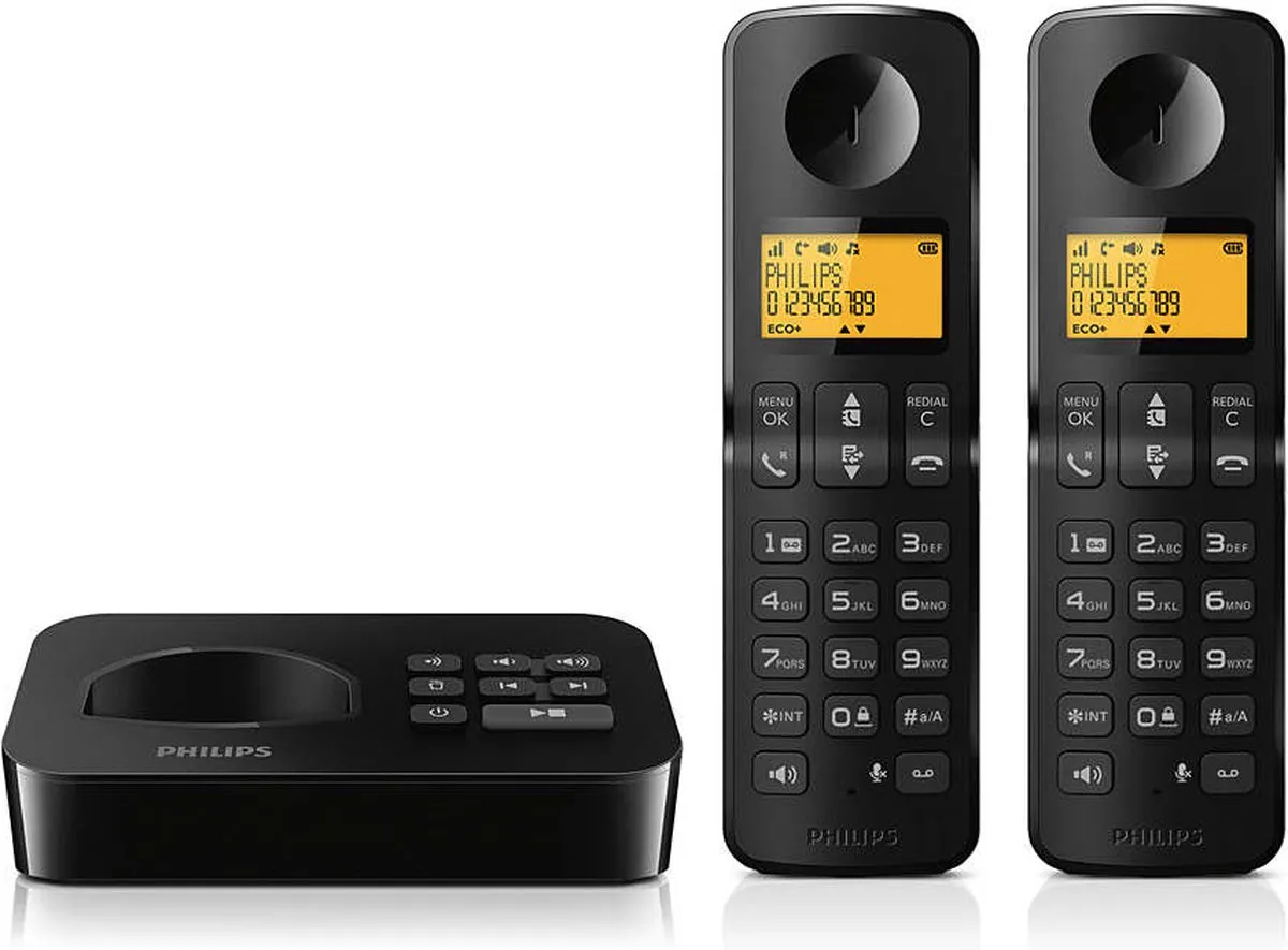 Philips D2652B/01 Draadloze Telefoon - Dual - 1,6" Display - 4 Handsets