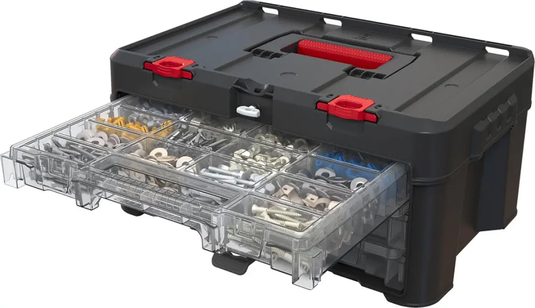 Keter Stack'N'Roll Gereedschapskist 48,1x23,3x33,2cm - 3 Organizers - afbeelding 4 van 6