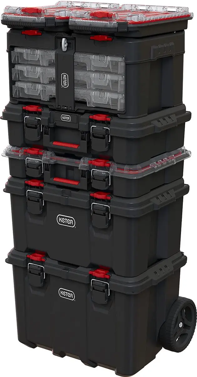Keter Stack'N'Roll Gereedschapskist 48,1x23,3x33,2cm - 3 Organizers - afbeelding 2 van 6