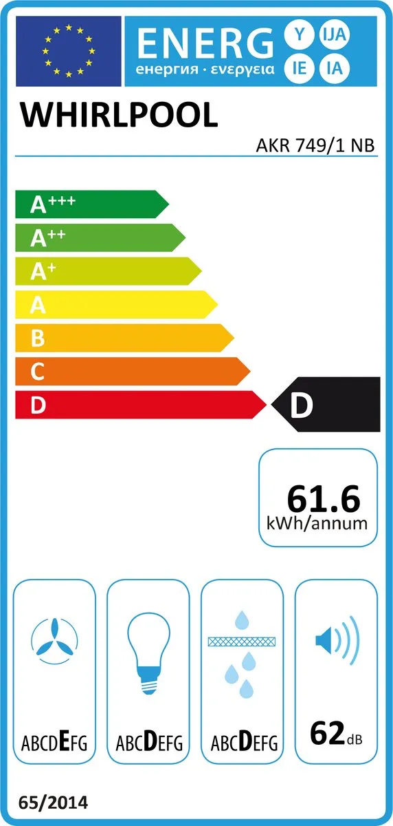 Whirlpool geïntegreerde Afzuigkap - AKR 749/1 NB