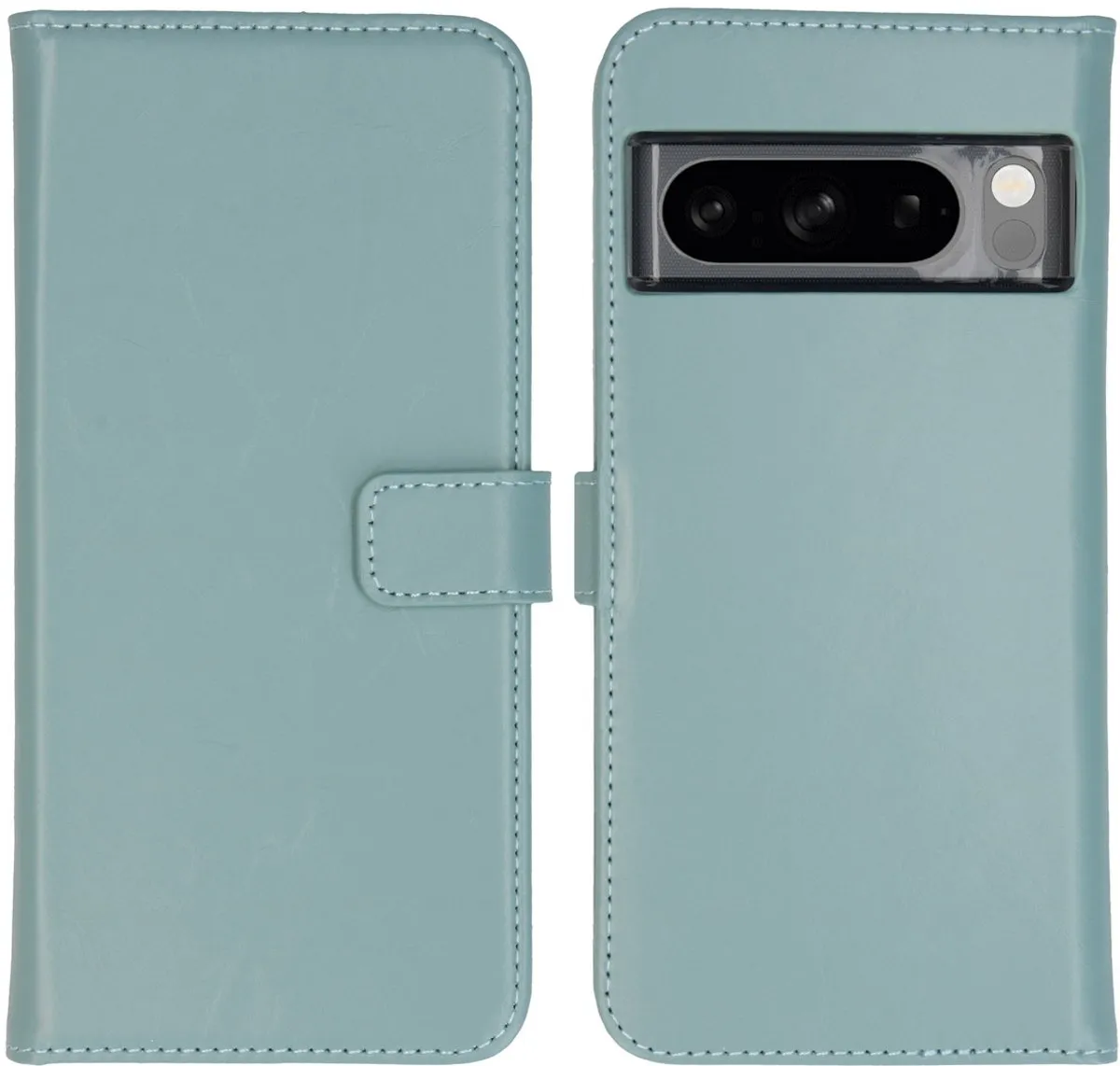 Selencia Hoesje Google Pixel 8 Pro - Echt Lederen Bookcase Lichtblauw
