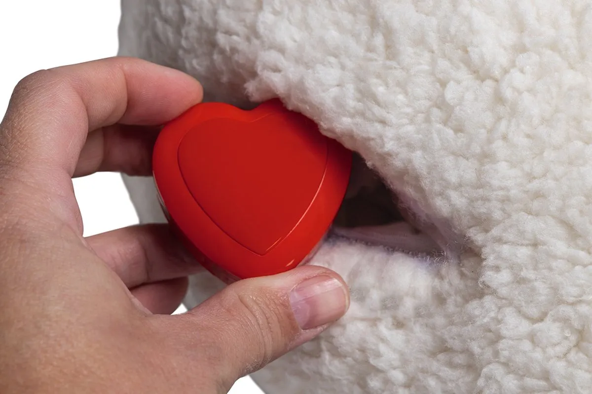 Beeztees Puppy Heartbeat Knuffel - 35x20x14cm - Wit/Grijs