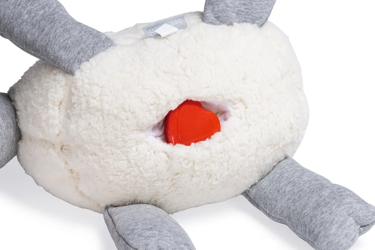 Beeztees Puppy Heartbeat Knuffel - 35x20x14cm - Wit/Grijs