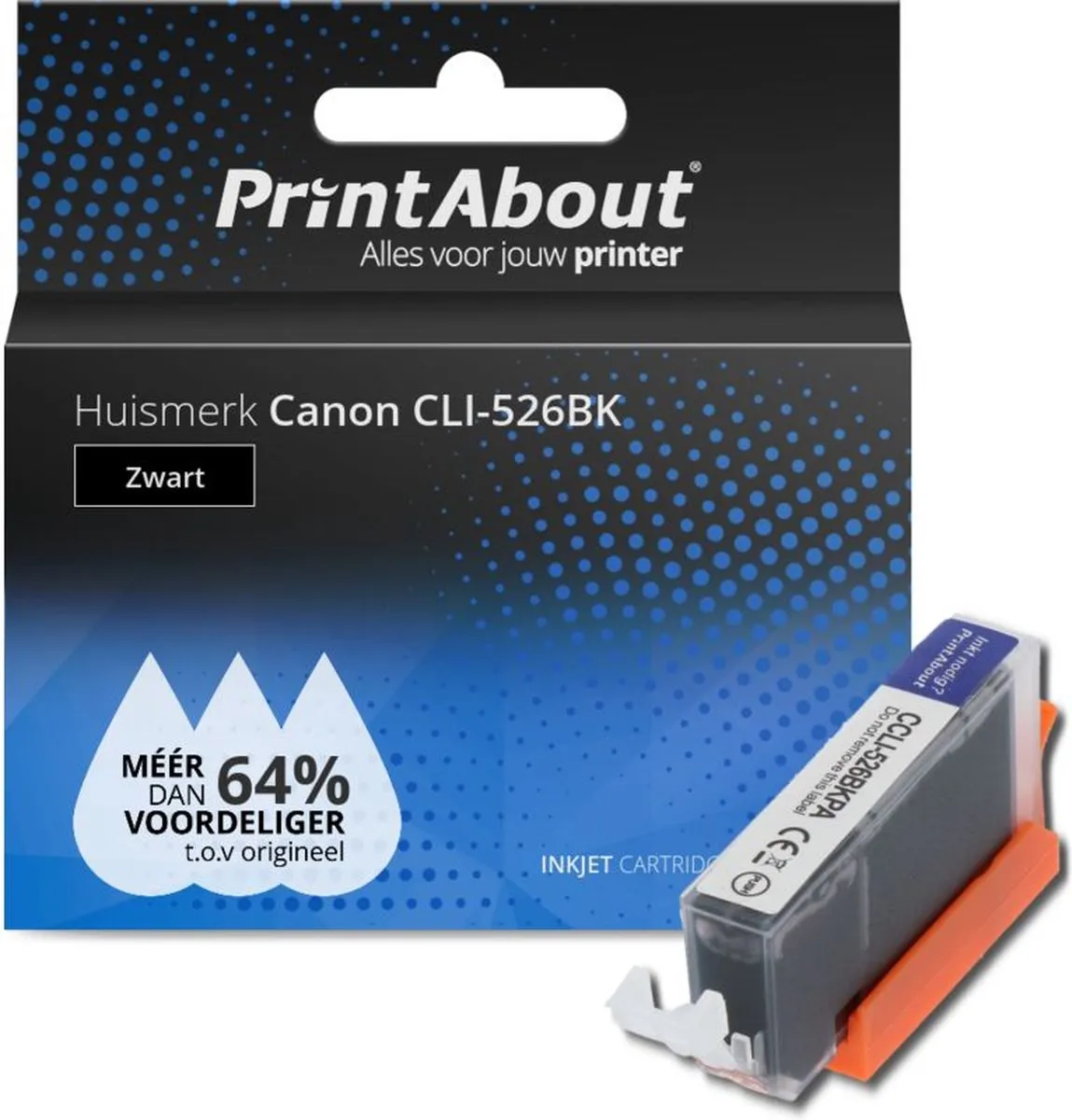PrintAbout Canon CLI-526BK Inktcartridge Zwart - 13ml