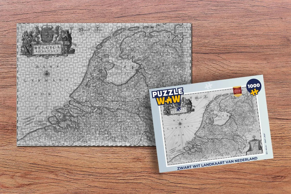 PuzzleWow Nederland Landkaart Puzzel 1000 Stuks - Multicolor