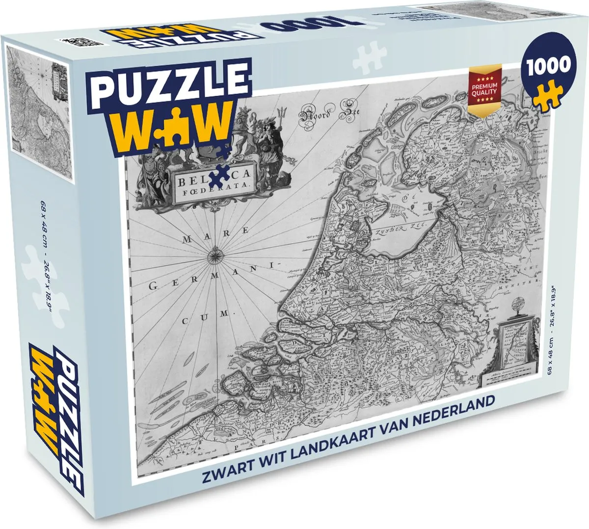 PuzzleWow Nederland Landkaart Puzzel 1000 Stuks