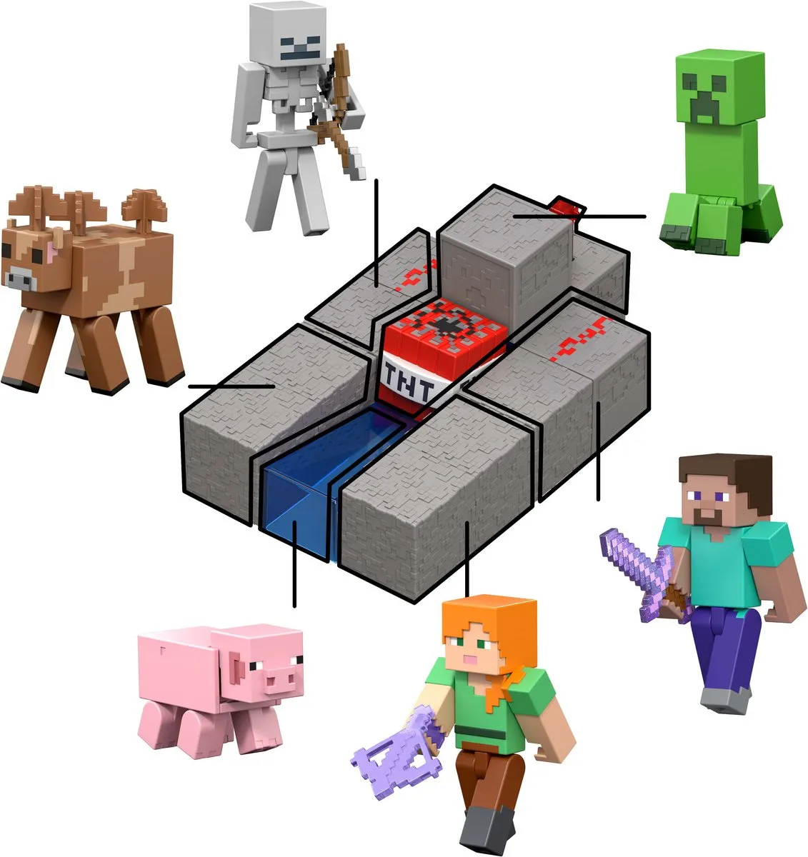 Minecraft Redstone Charged Skeleton Actiefiguur - JJR93