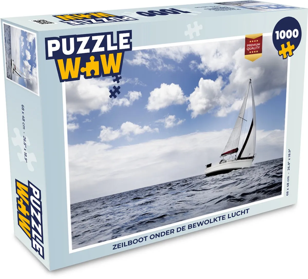 PuzzleWow Legpuzzel Zeilboot onder Bewolkte Lucht 1000 Stuks - Multicolor