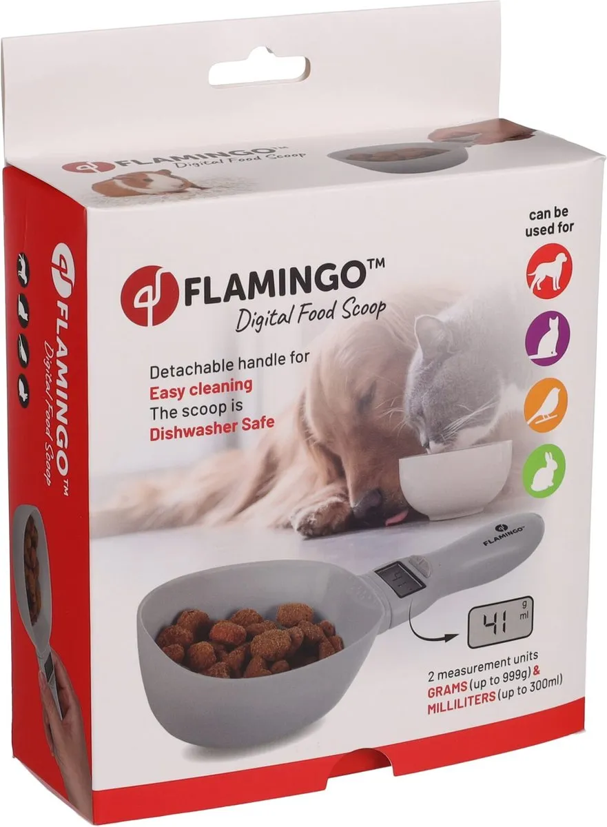 Flamingo Skalo Grijs Digitale Voerschep Honden - 300ml