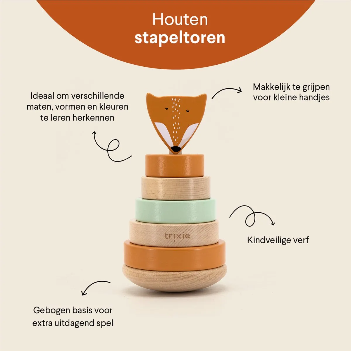 Trixie Houten Stapeltoren Mr. Fox - 6 Stuks - Oranje