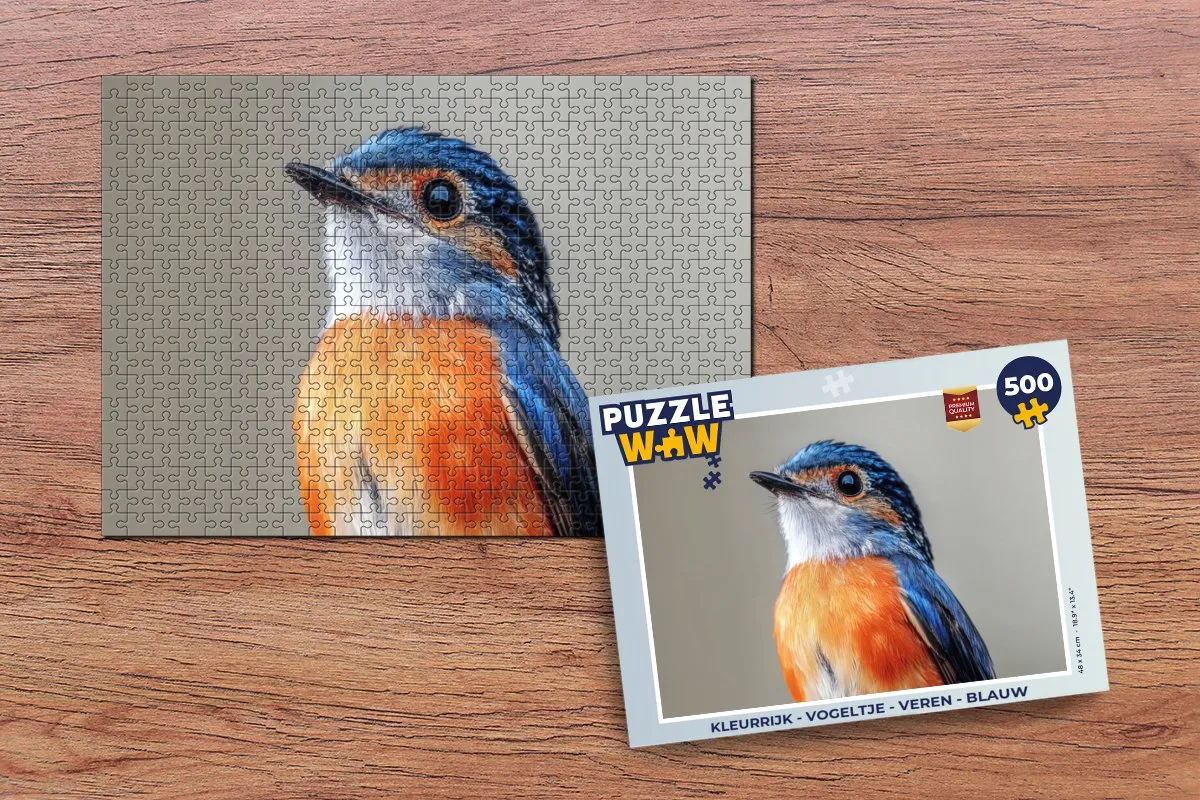PuzzleWow Vogeltje Legpuzzel 500 Stuks - Blauw