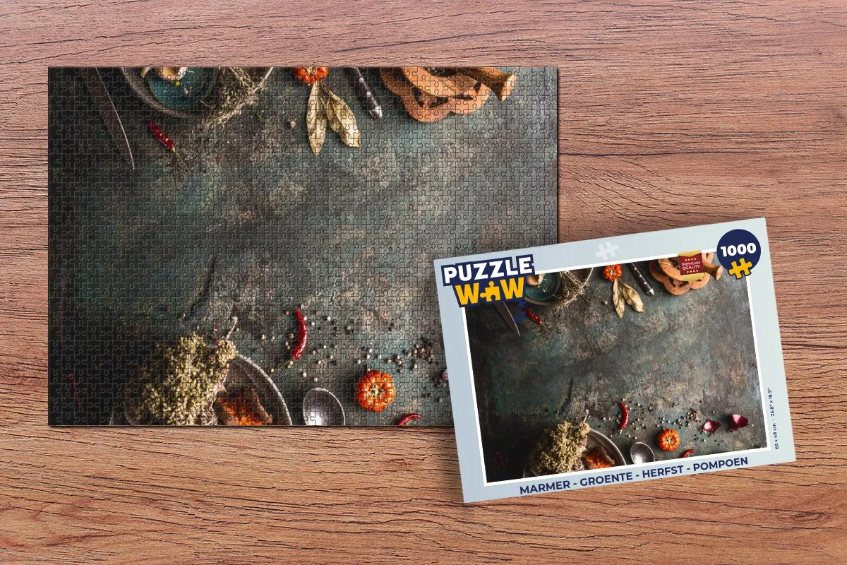 PuzzleWow Legpuzzel Marmer Groente Herfst Pompoen Kruiden 1000 Stuks - Multicolor