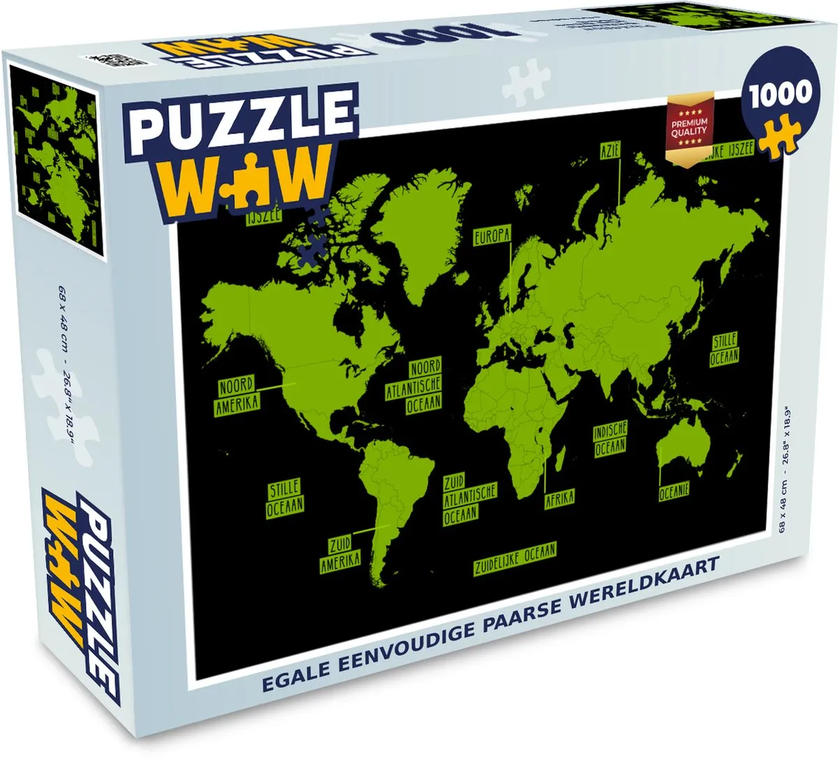 PuzzleWow Wereldkaart Legpuzzel 1000 Stuks - Multicolor