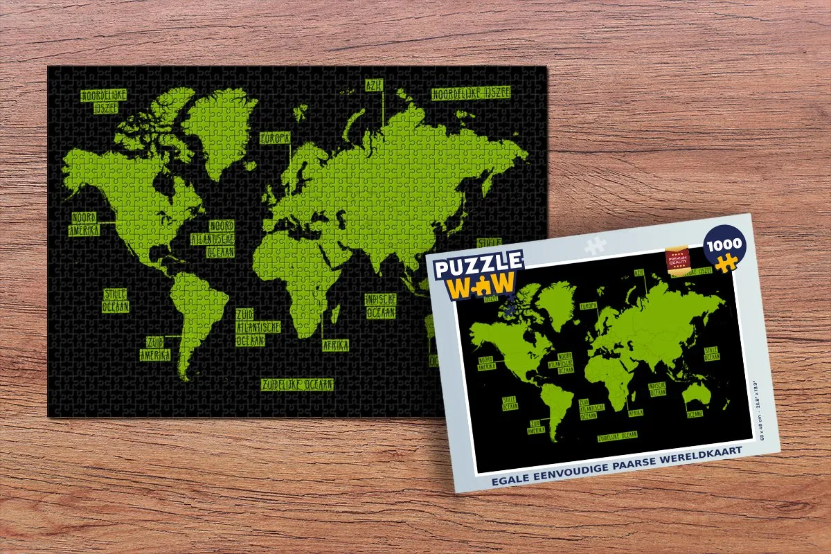 PuzzleWow Wereldkaart Legpuzzel 1000 Stuks