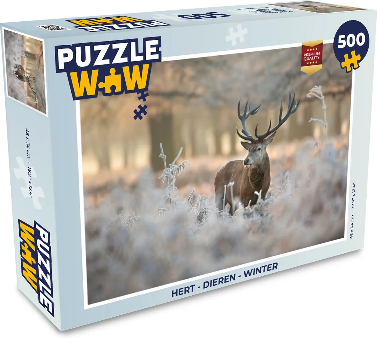 PuzzleWow Hert Dieren Winter Legpuzzel 500 Stuks